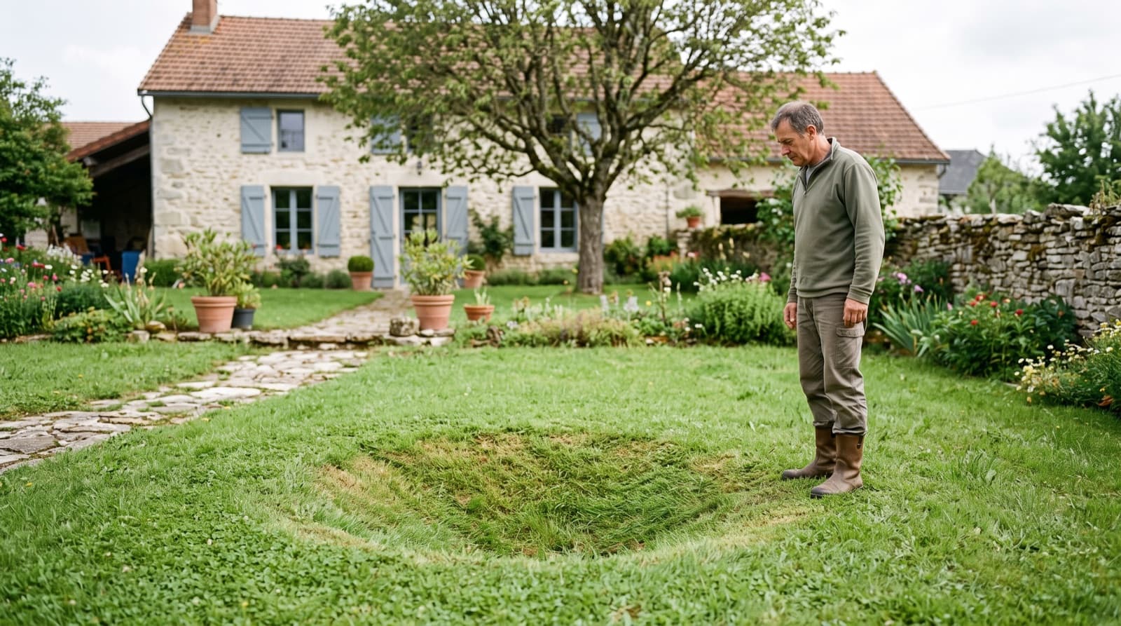 Affaissement de terrain dans le jardin : quand suspecter une fuite enterrée